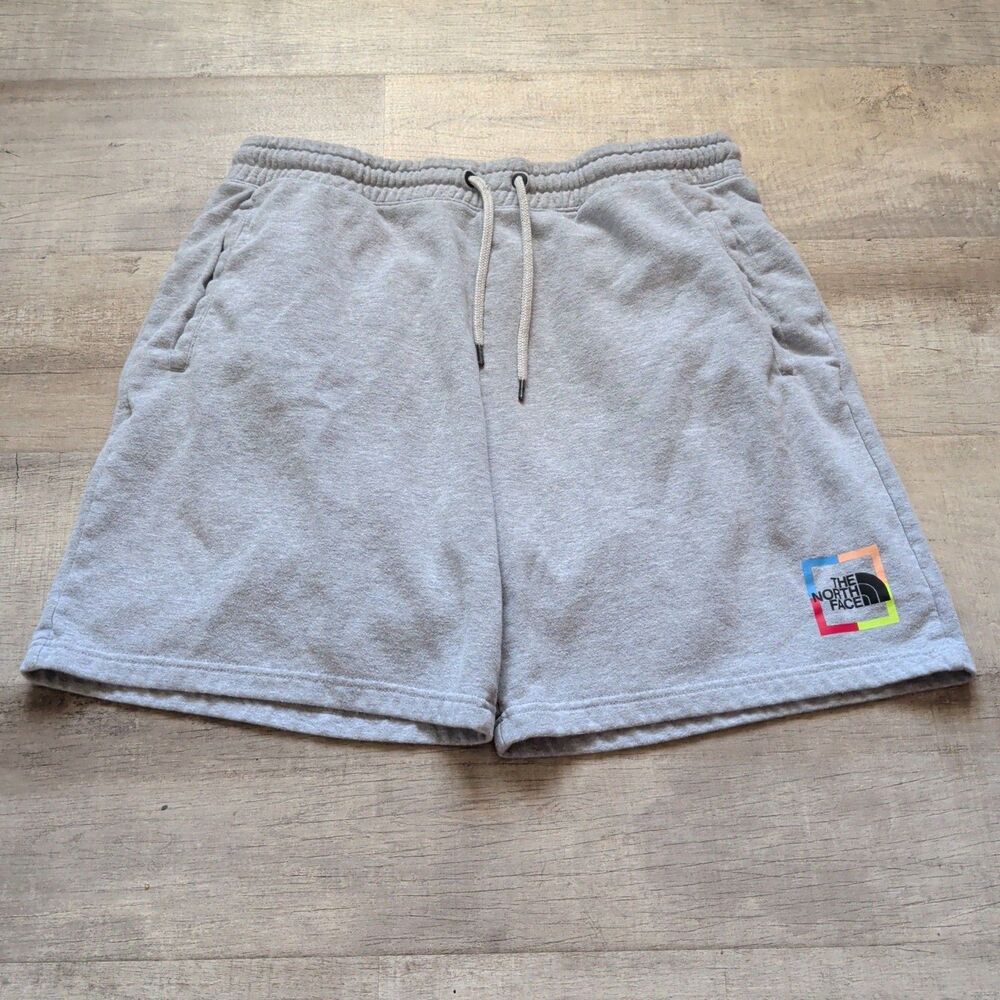 North Face Shorts Mens Adult XL Gray Logo Drawstring Casual Athletic